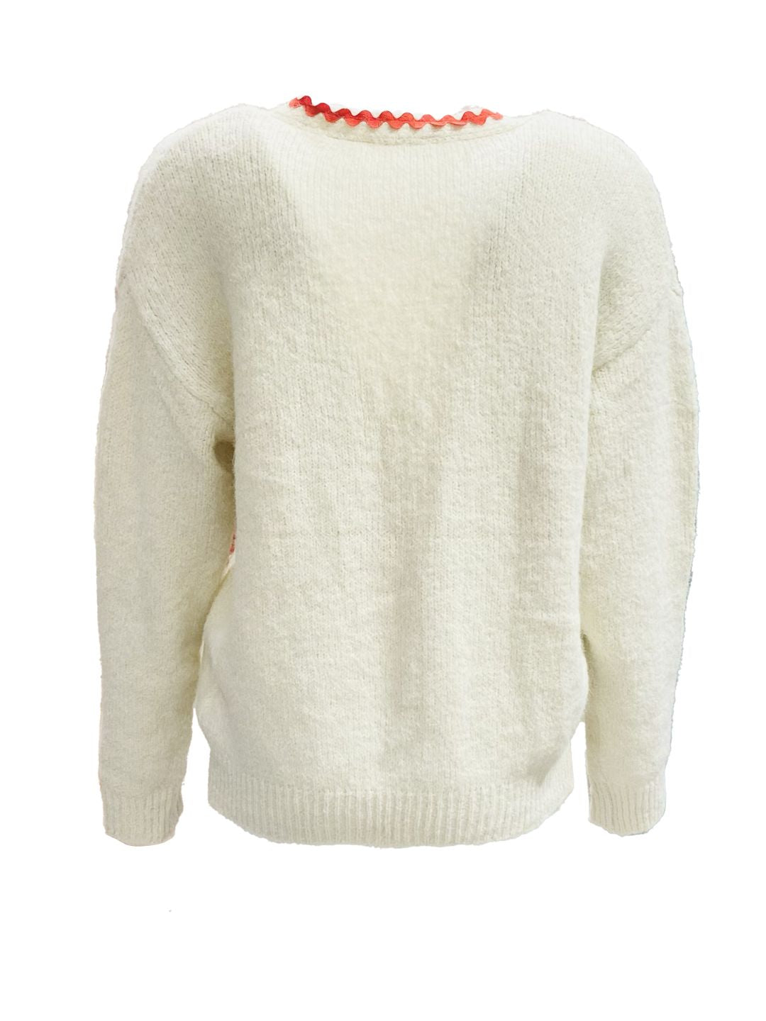 Cardigan Panna con Cuori Rossi