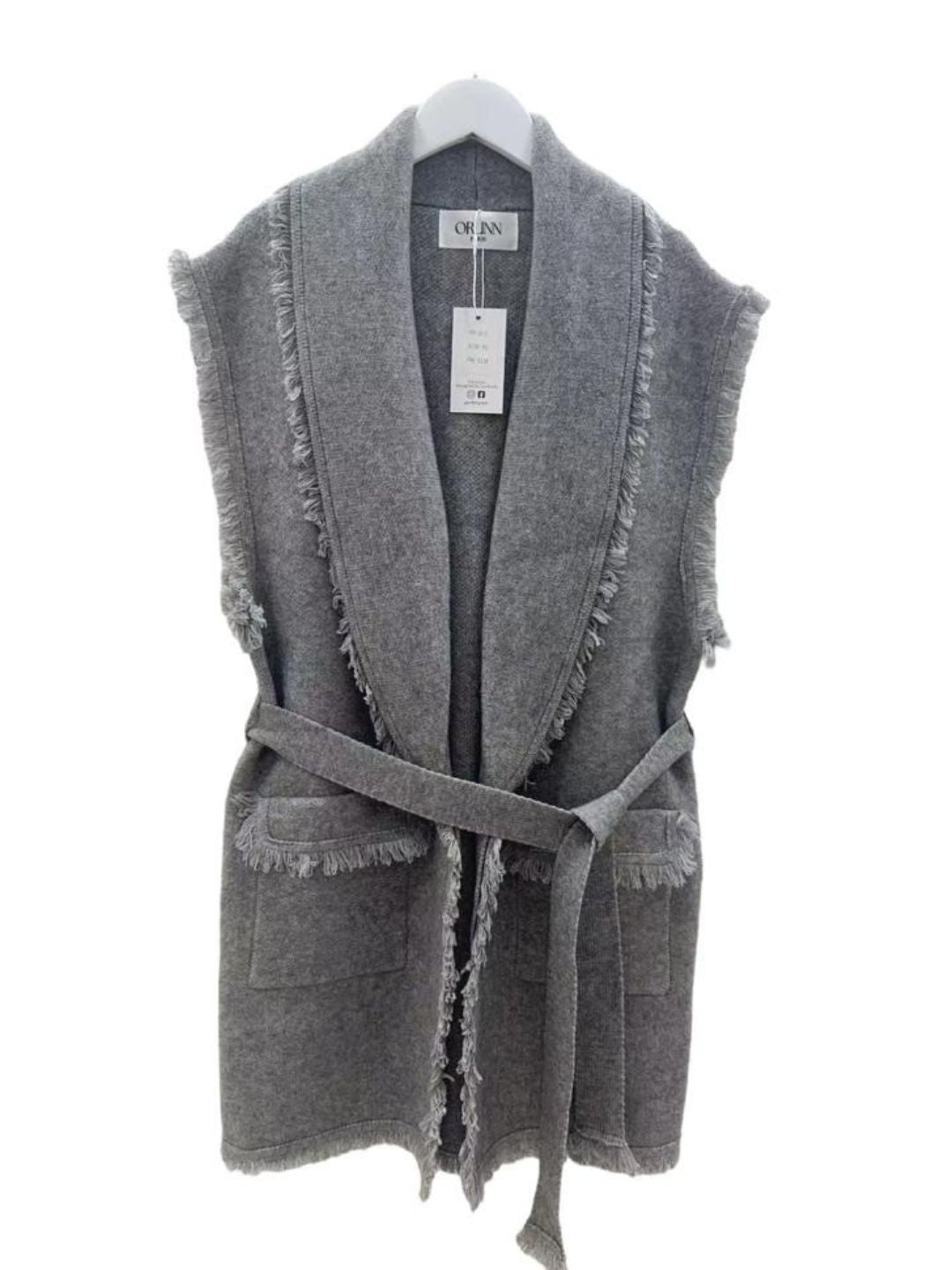 Grey Fringe Vest