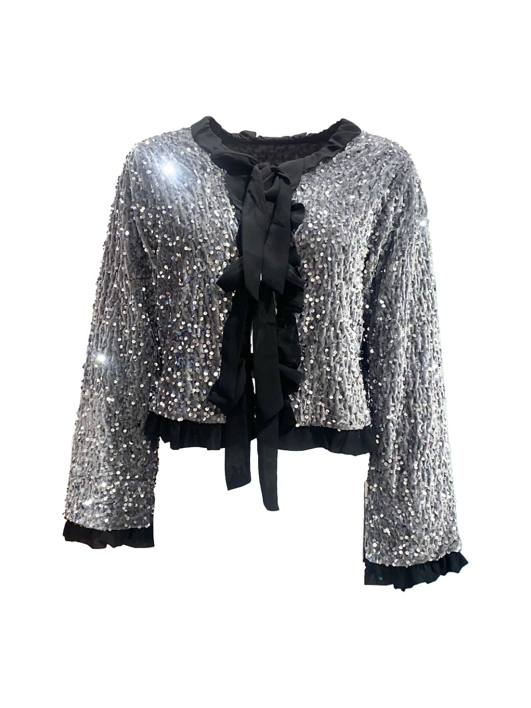 Cardigan in Ciniglia Argentato con Paillettes