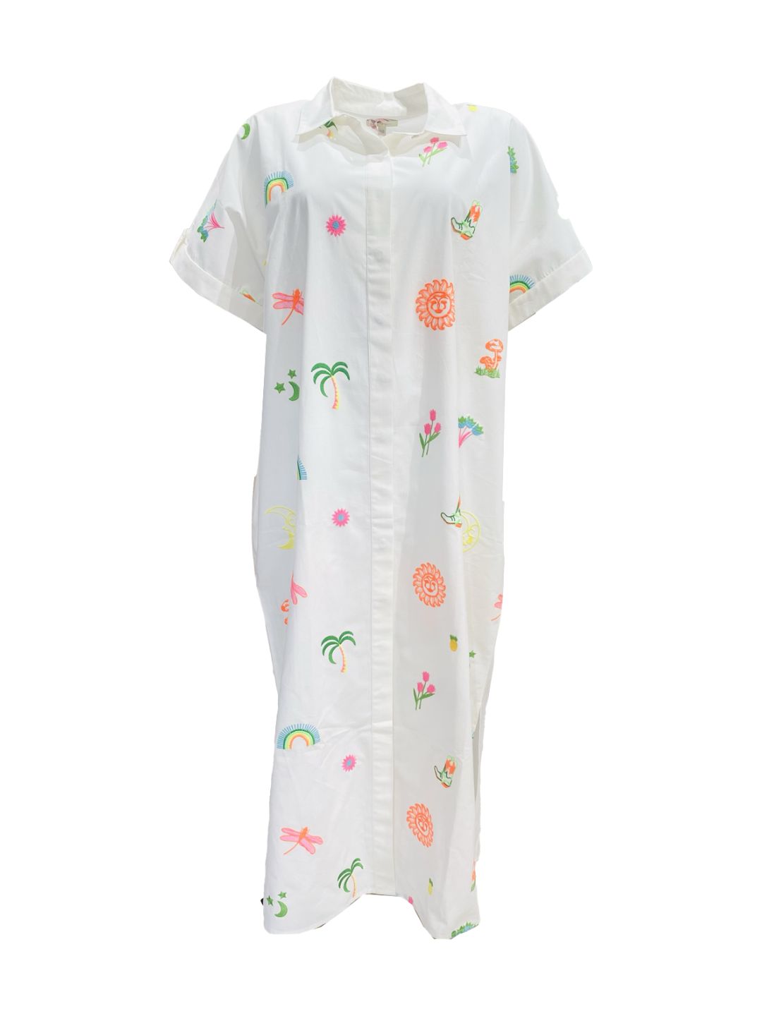 Chemisier Lungo Ricamato in Cotone boho-chic