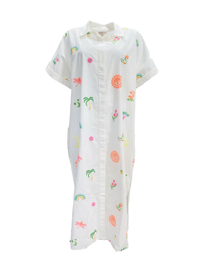 Chemisier Lungo Ricamato in Cotone boho-chic