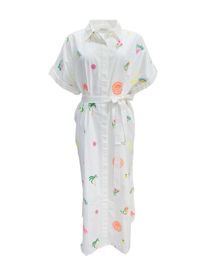 Chemisier Lungo Ricamato in Cotone boho-chic