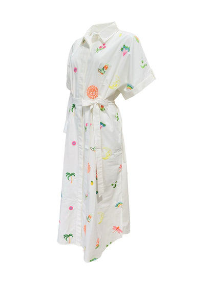 Chemisier Lungo Ricamato in Cotone boho-chic