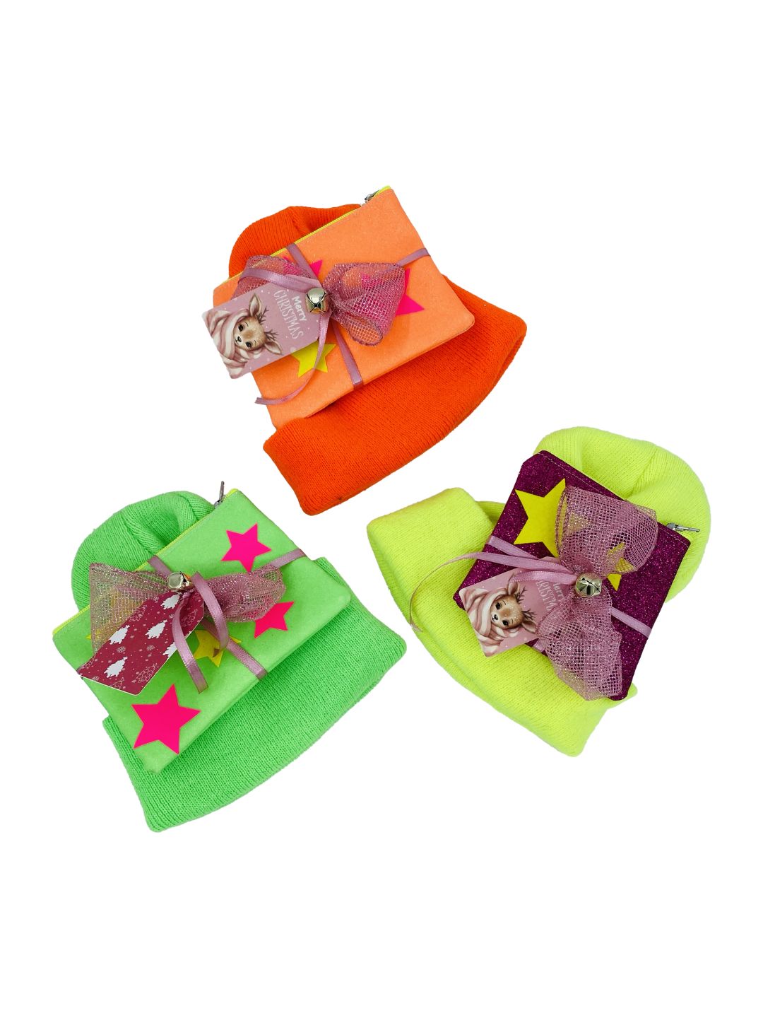 Confezione Natalizia CAPPELLO FLUO+POCHETTE GLITTER FLUO 🎁