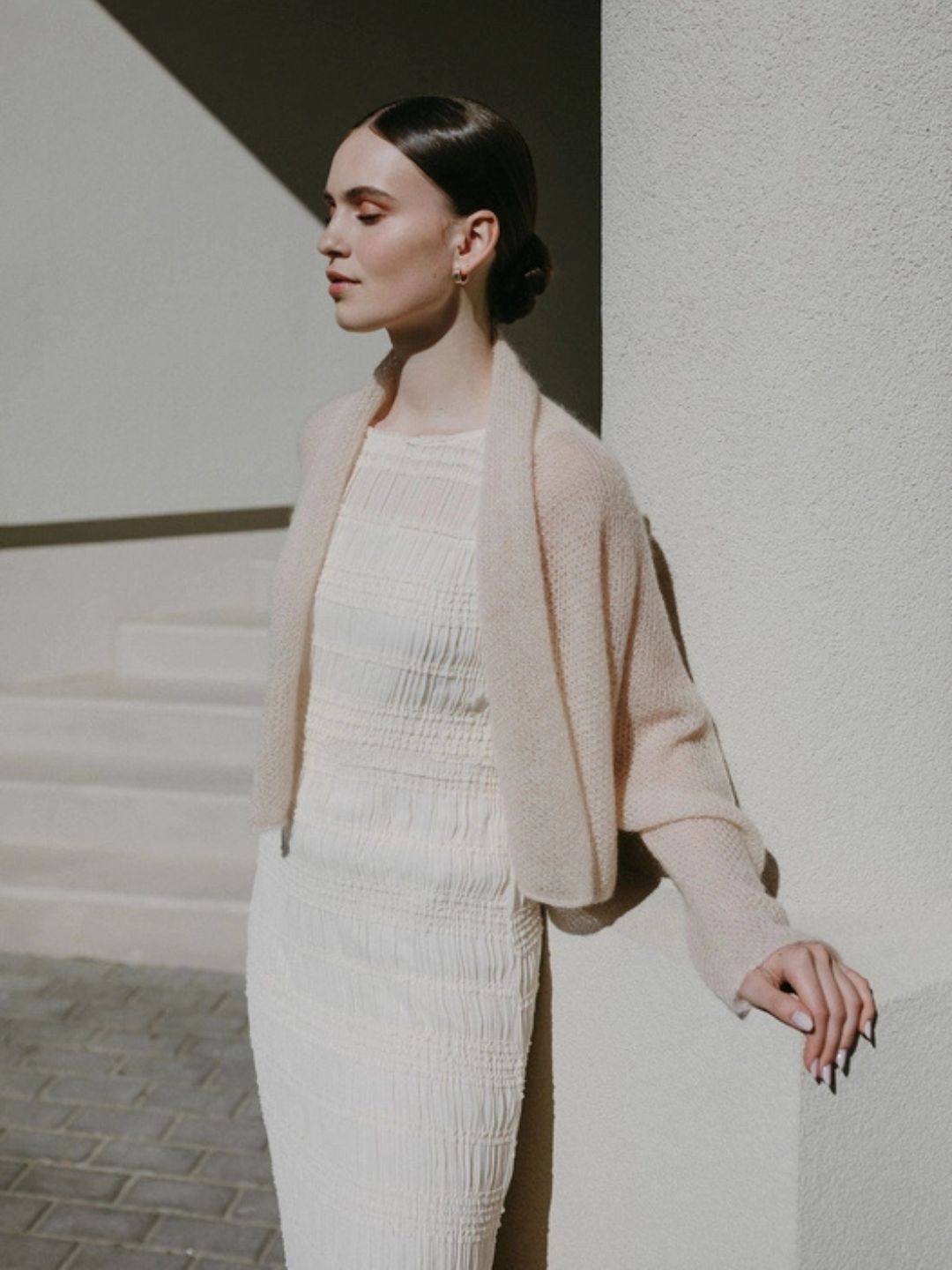 Elegant Sand Superkid Mohair Shrug 23SM8
