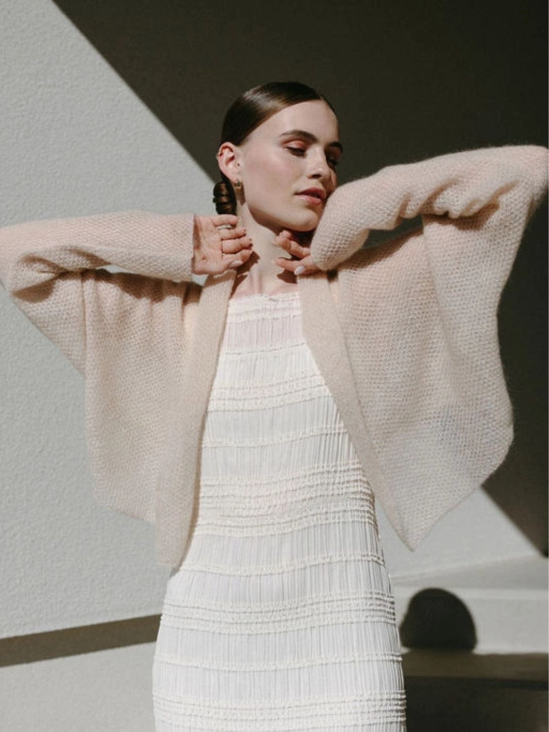 Elegant Sand Superkid Mohair Shrug 23SM8
