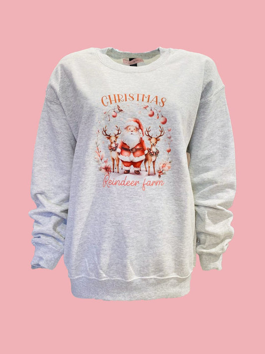 Felpa Grigia Christmas Reindeer Farm Ribes of LOVE