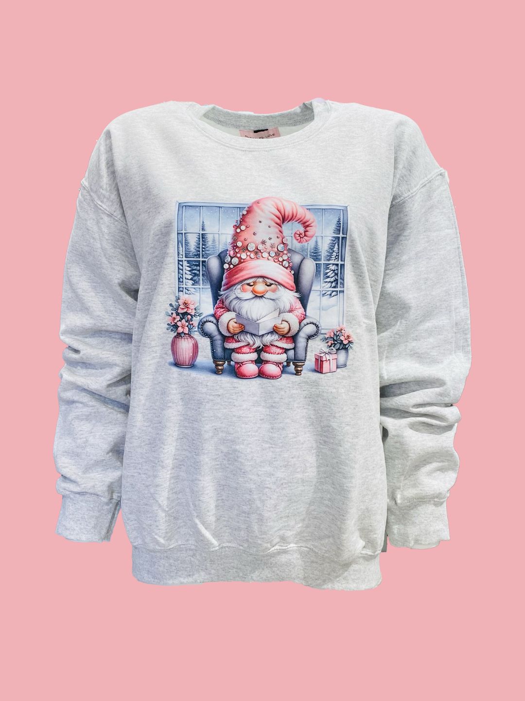 Grey Gnome at the Window Sweatshirt Ribes of LOVE