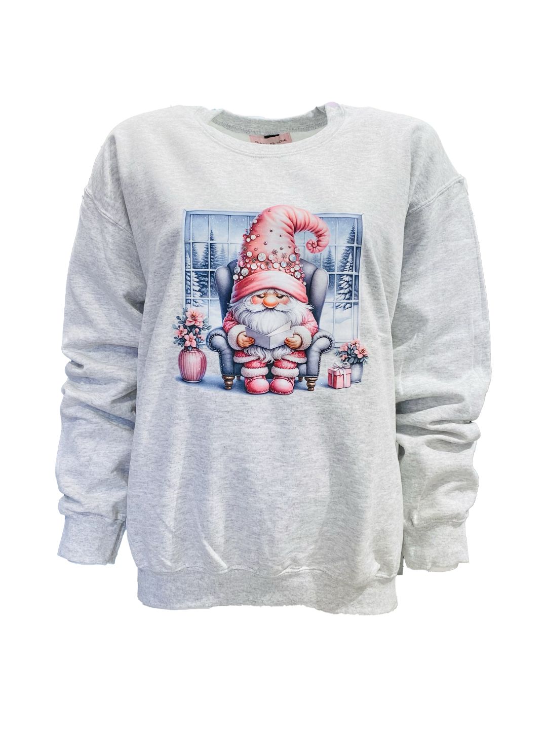 Grey Gnome at the Window Sweatshirt Ribes of LOVE