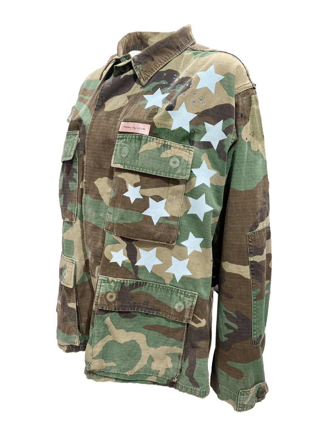 GIACCA MILITARE VINTAGE Cuore Bandana Azzurro Ribes of LOVE
