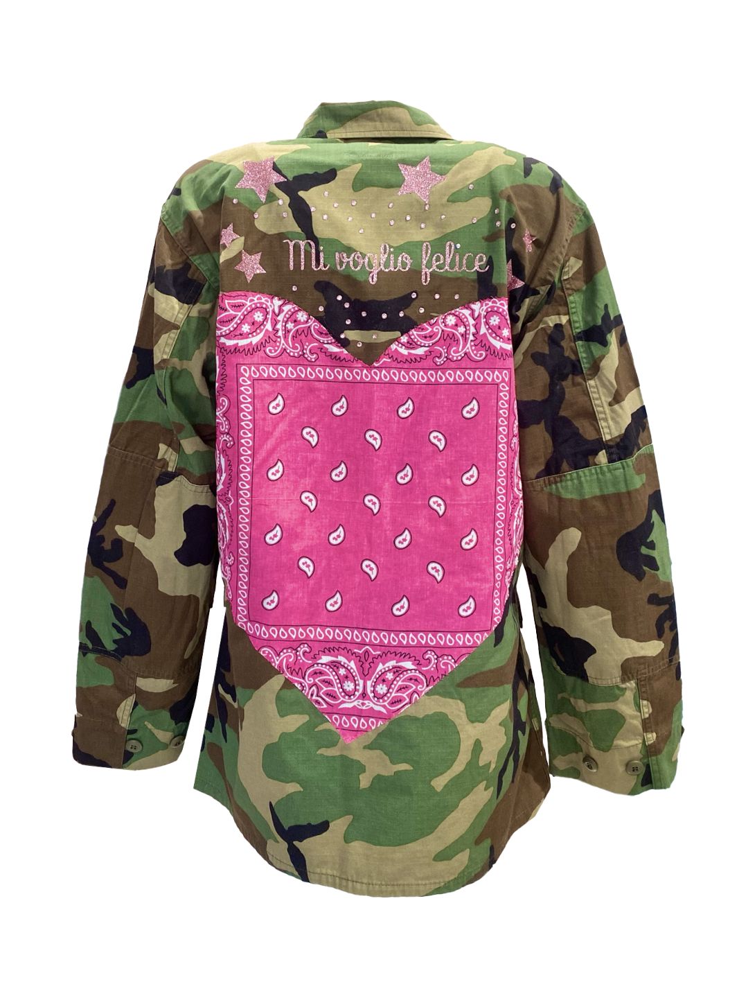 GIACCA MILITARE VINTAGE Cuore Bandana Fucsia Mod.2 Ribes of LOVE