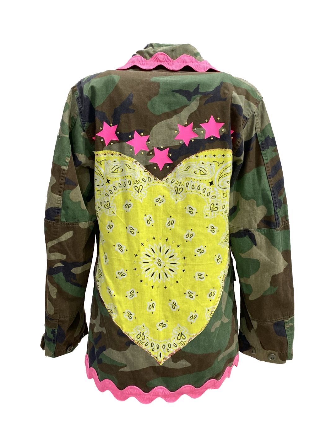 GIACCA MILITARE VINTAGE Cuore Bandana Giallo Ribes of LOVE