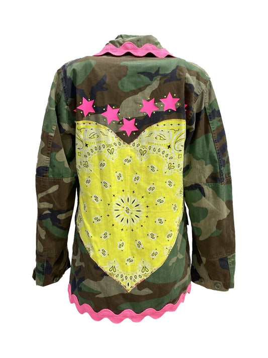 GIACCA MILITARE VINTAGE Cuore Bandana Giallo Ribes of LOVE