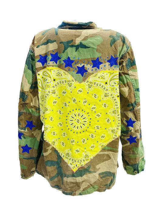 GIACCA MILITARE VINTAGE Cuore Bandana Giallo Ribes of LOVE