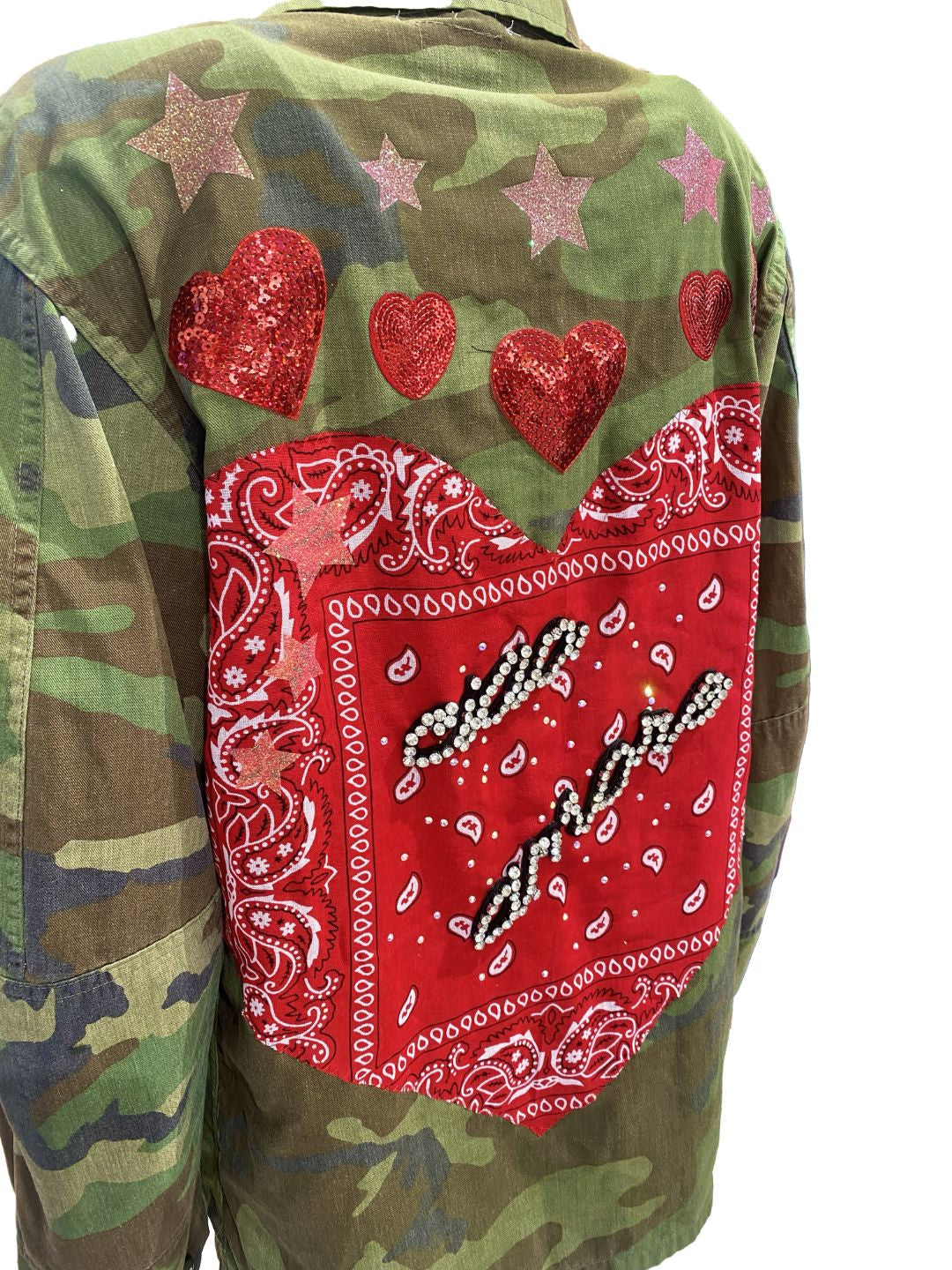 GIACCA MILITARE VINTAGE Cuore Bandana Rosso Ribes of LOVE