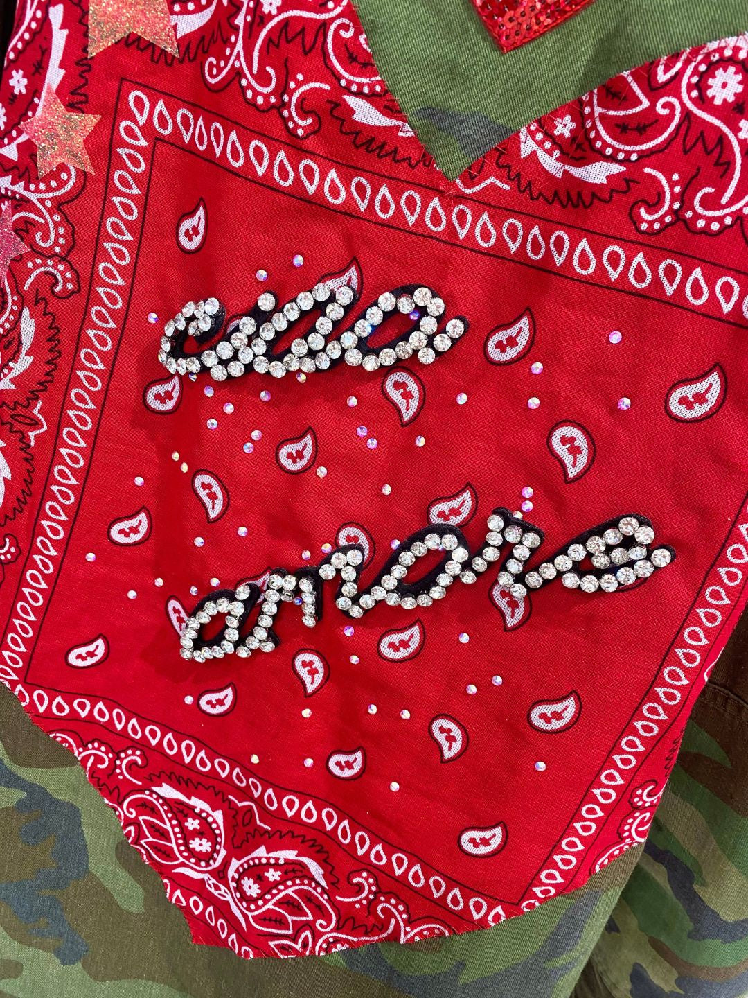 GIACCA MILITARE VINTAGE Cuore Bandana Rosso Ribes of LOVE