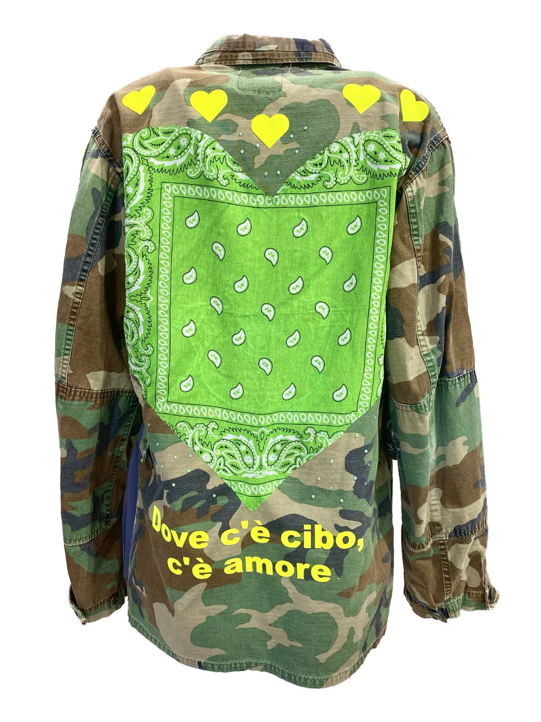 GIACCA MILITARE VINTAGE Cuore Bandana Verde Lime Mod.2 Ribes of LOVE