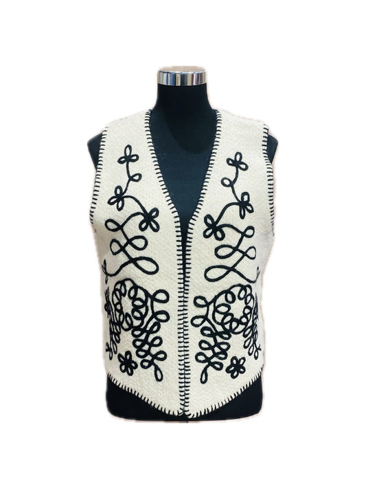 GILET MAGLIA PANNA RICAMATO