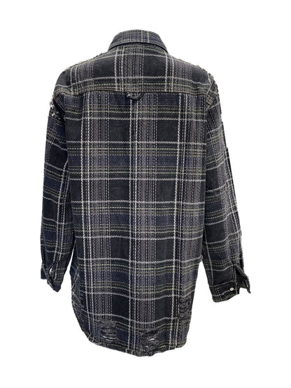 Giacca-Camicia in Denim Nera con Strass 0773