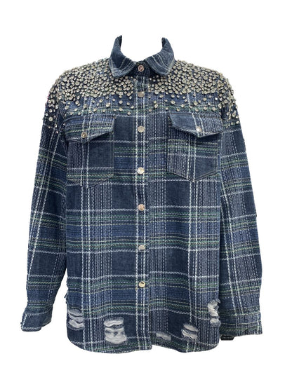 Giacca-Camicia in Denim con Strass 0773