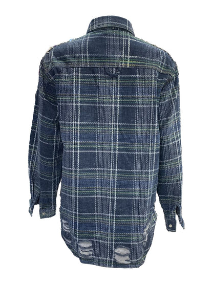 Giacca-Camicia in Denim con Strass 0773