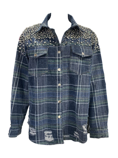 Giacca-Camicia in Denim con Strass 0773