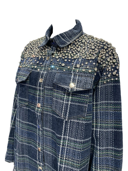 Giacca-Camicia in Denim con Strass 0773
