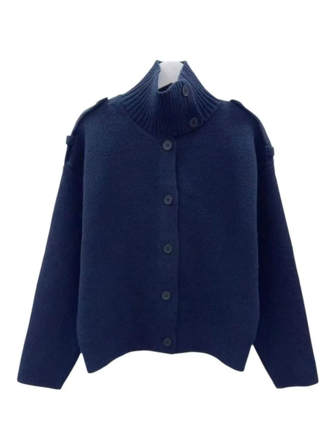 Giacca Cardigan Collo Alto Blu Notte 501