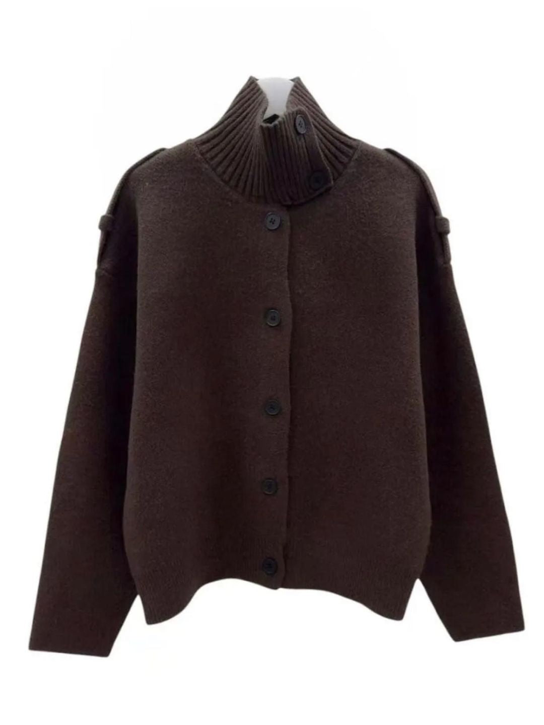 Giacca Cardigan Collo Alto Cioccolato 501