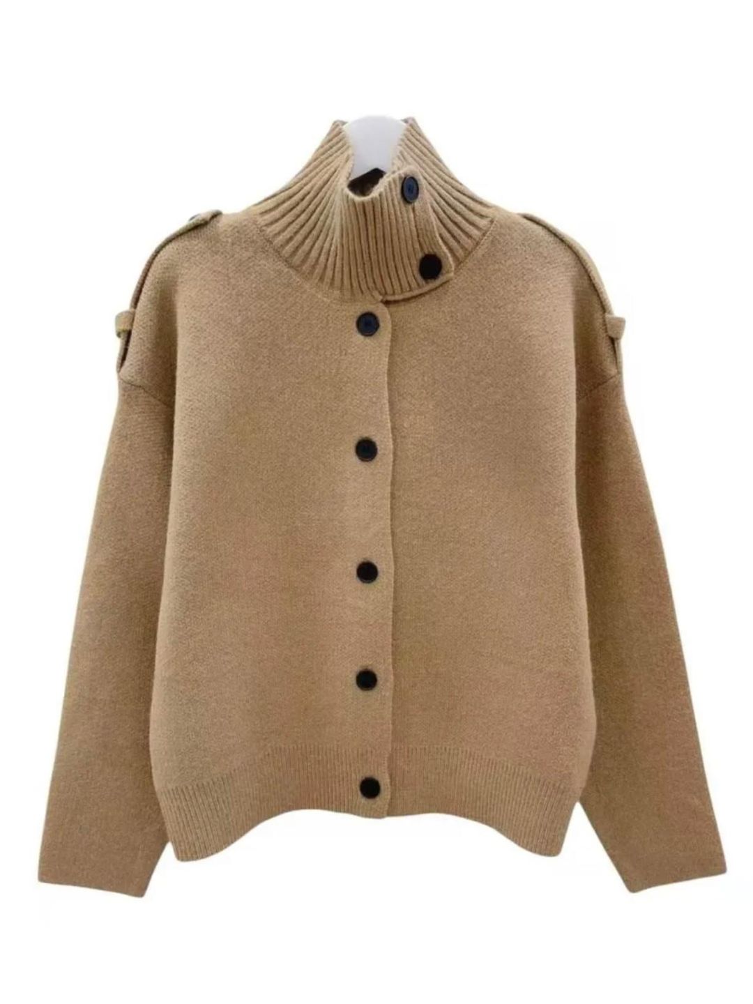 Giacca Cardigan Collo Alto Nocciola 501