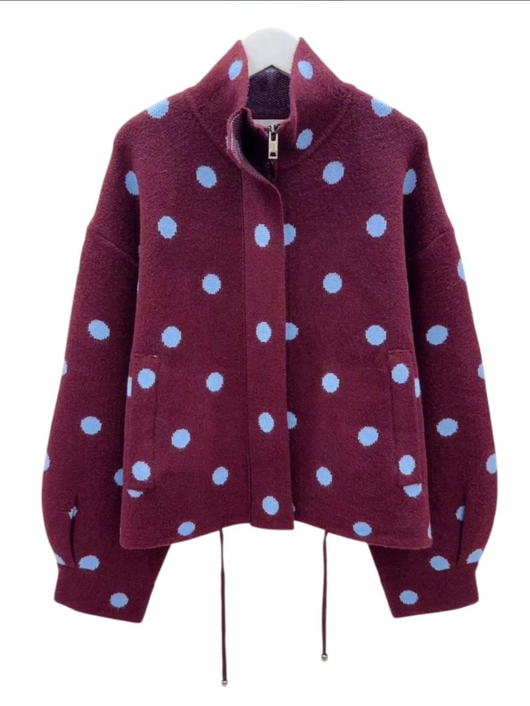 Aztec Cardigan with Fringes in Cream, Burgundy, and Black 357