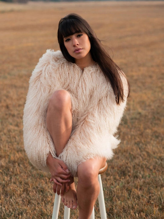 Giacca in Shearling Panna – Fatta a Mano