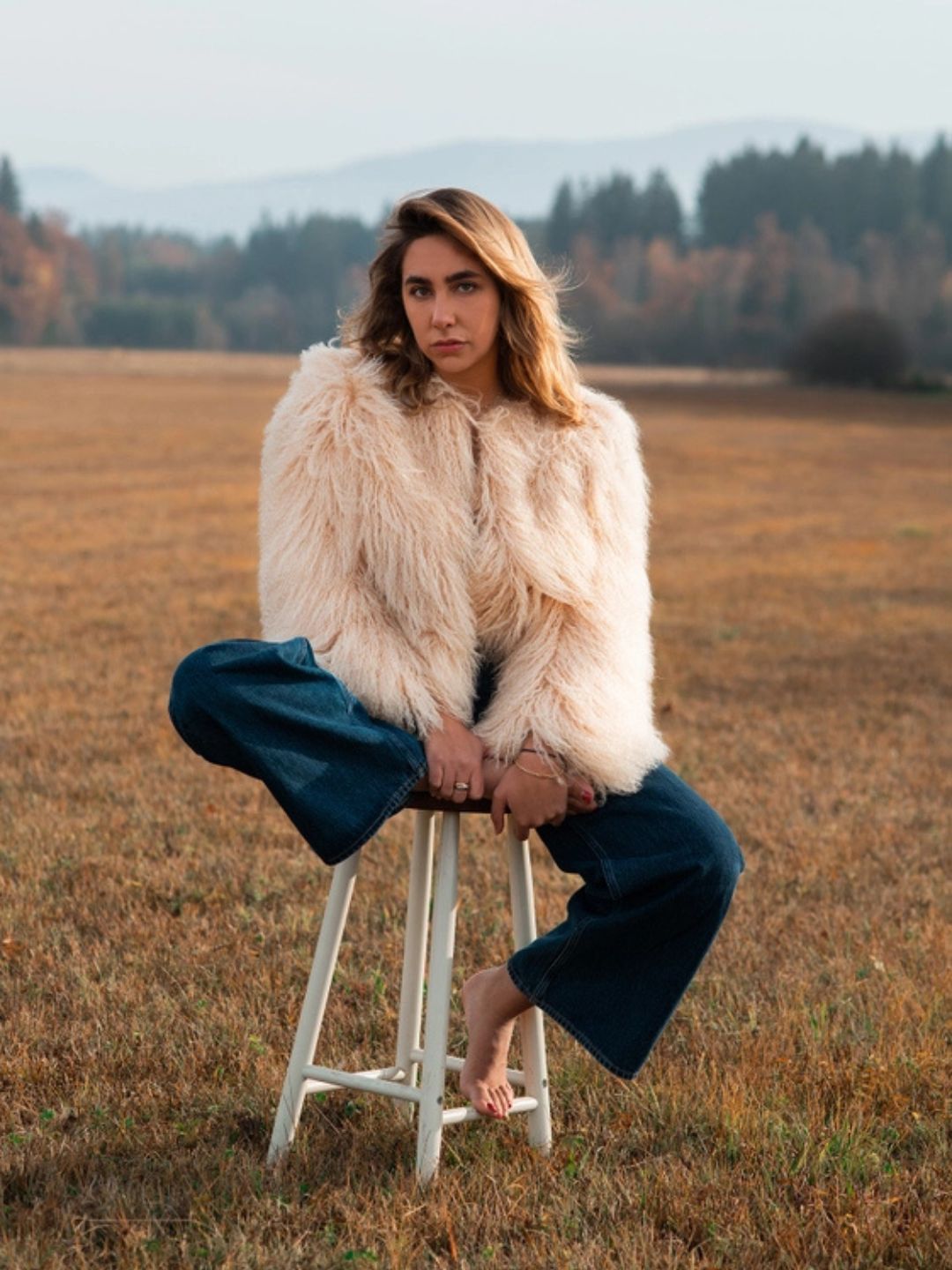 Giacca in Shearling Panna – Fatta a Mano