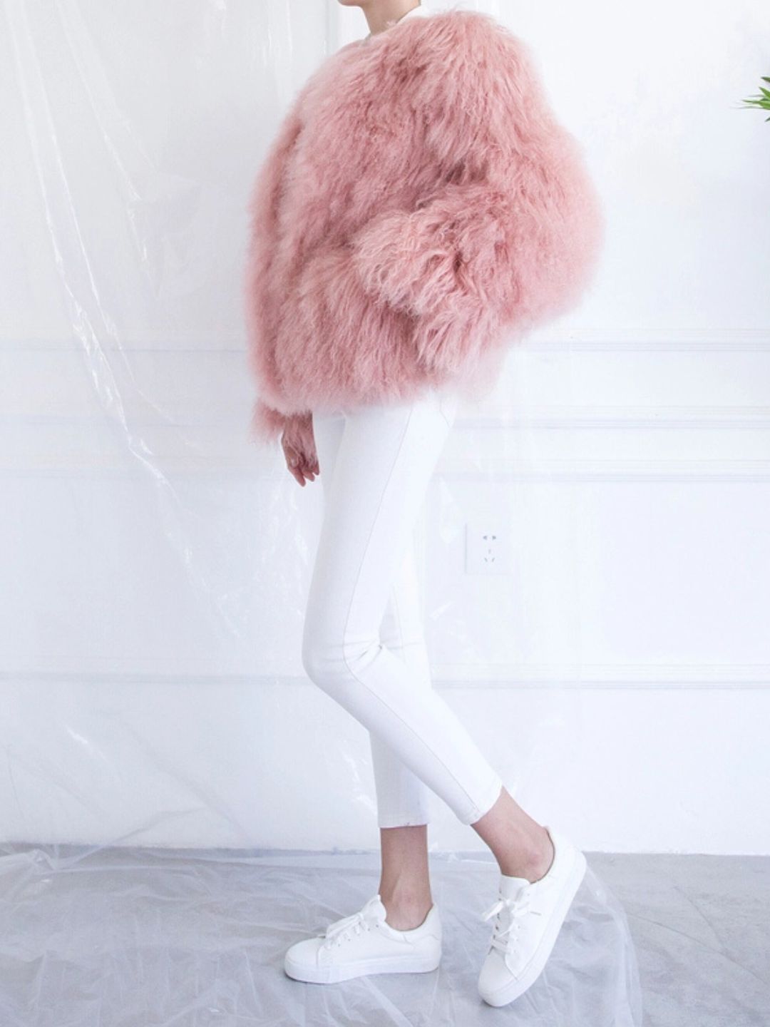 Giacca in Shearling Rosa
