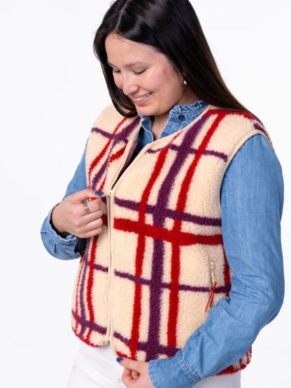 Gilet da donna Sherpa Quadri