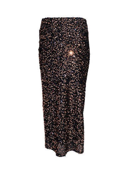 Gonna Lunga Base Nera Pailettes Oro rosa