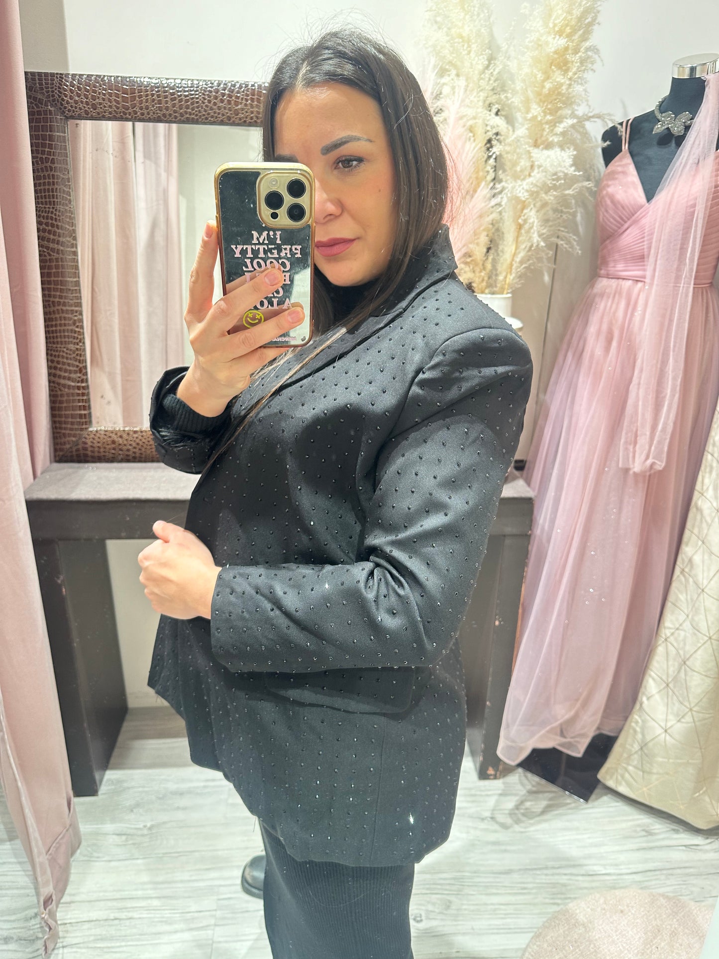 BLAZER NERO TEMPESTATO DI STRASS v3206