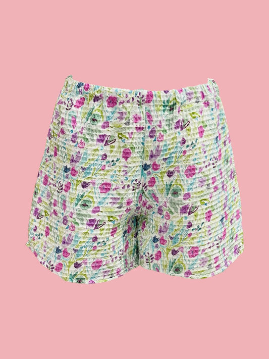 SHORTS BASIC spugna nido d'ape eucalipto Ribes of LOVE