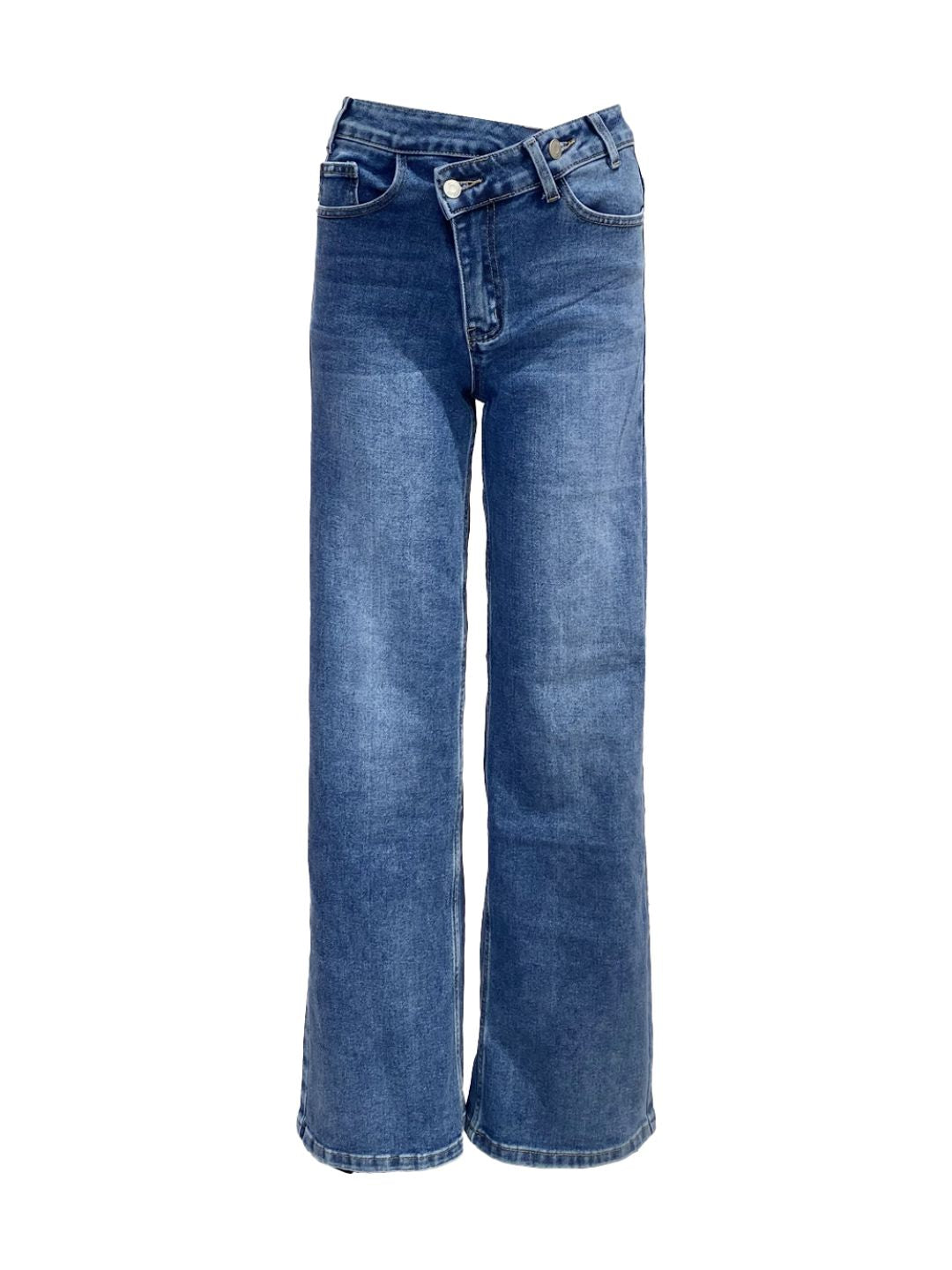 Jeans Wide Leg Stretch Vita Alta Asimmetrica G2383 ✨