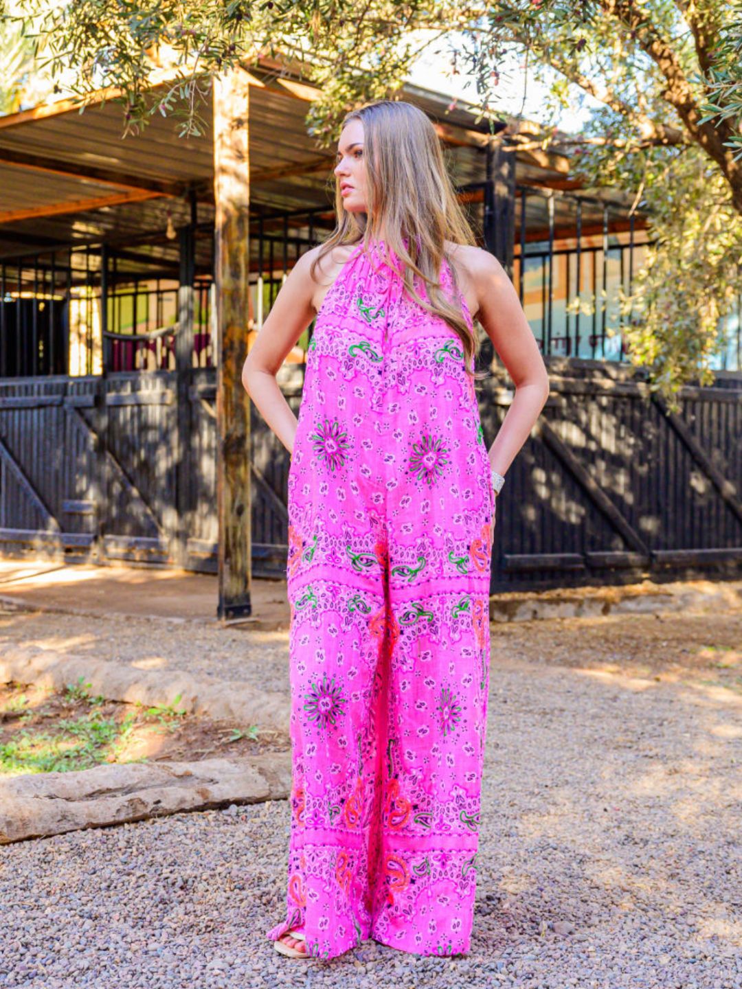 Jumpsuit Bandana in Cotone Garzato Fucsia ✨