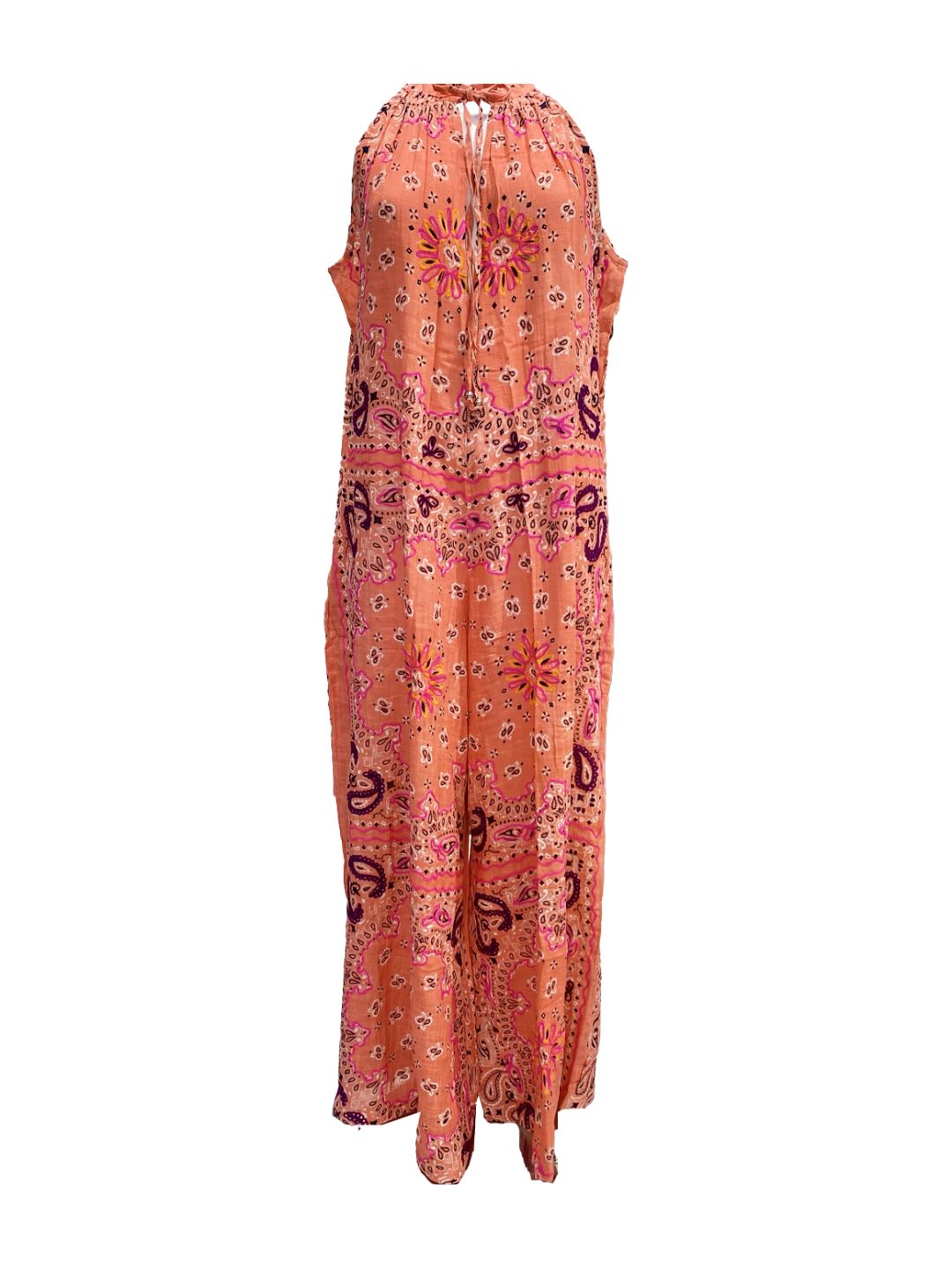 Jumpsuit Bandana in Cotone Garzato Corallo ✨