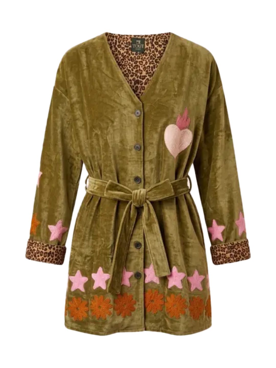 Kimono Suzani in velluto Medio-Lungo Verde