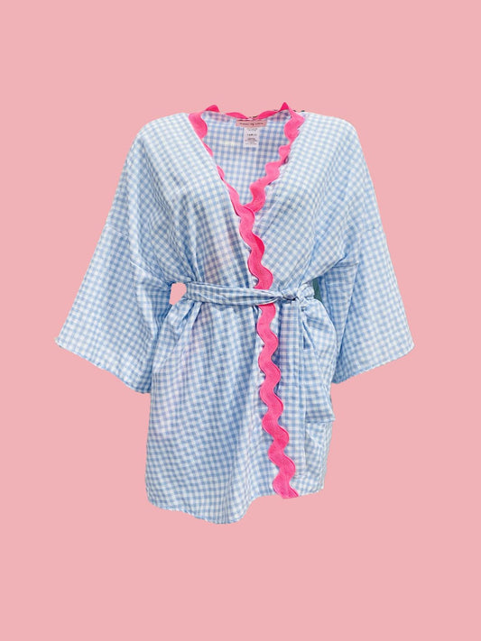 Kimono vichy point toile Azzurro Ribes of LOVE