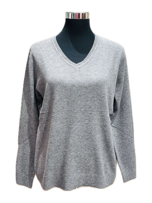 MAGLIA BASIC SCOLLO A V GRIGIO