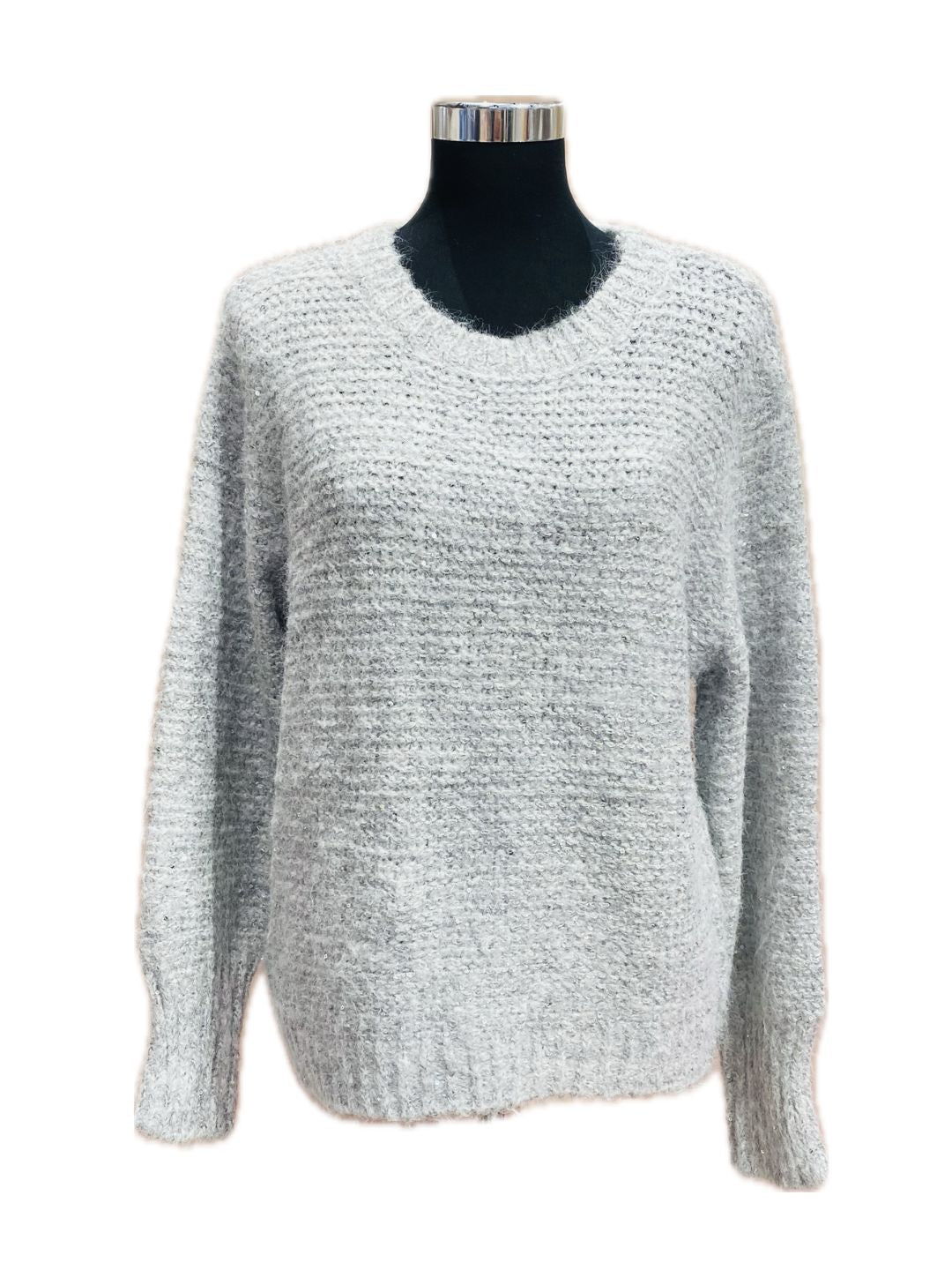 MAGLIONE GRIGIO CHIARO CON MICRO PAILETTES