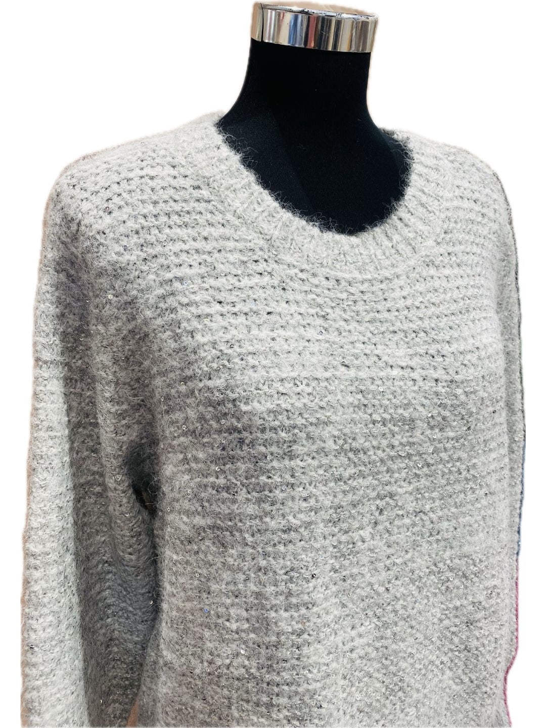 MAGLIONE GRIGIO CHIARO CON MICRO PAILETTES