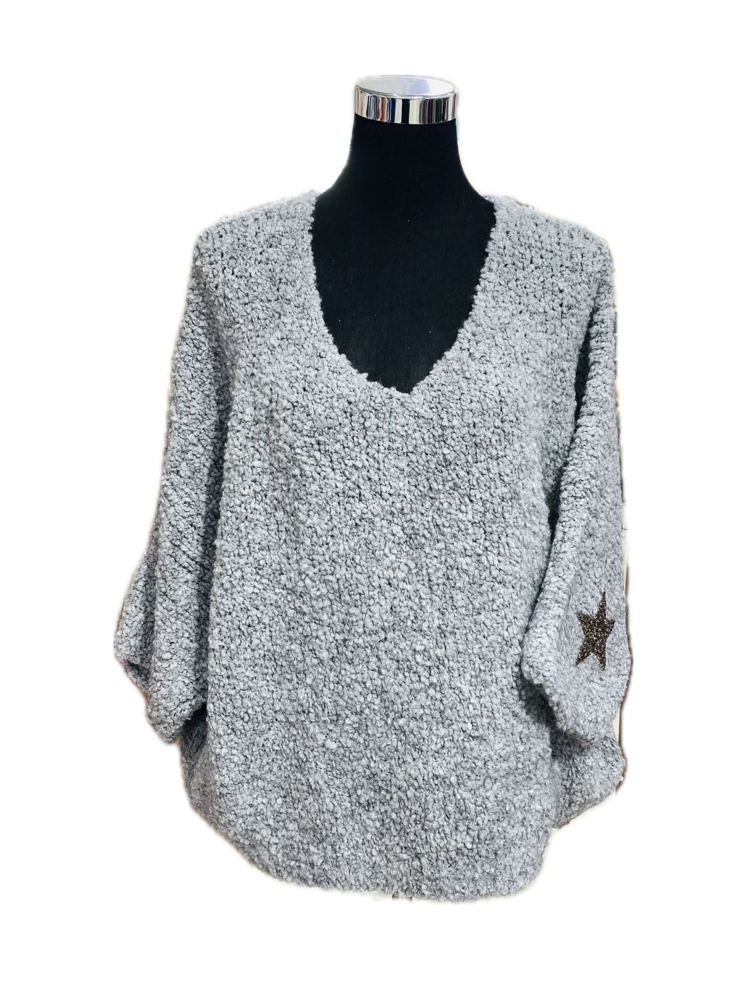 MAGLIONE MORBIDISSIMO GRIGIO CON STELLE