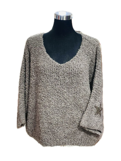 MAGLIONE MORBIDISSIMO GRIGIO FUMO DI LONDRA CON STELLE