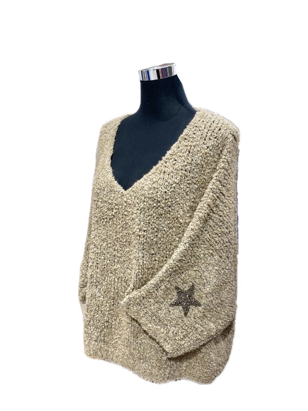 MAGLIONE MORBIDISSIMO NOCCIOLA CON STELLE