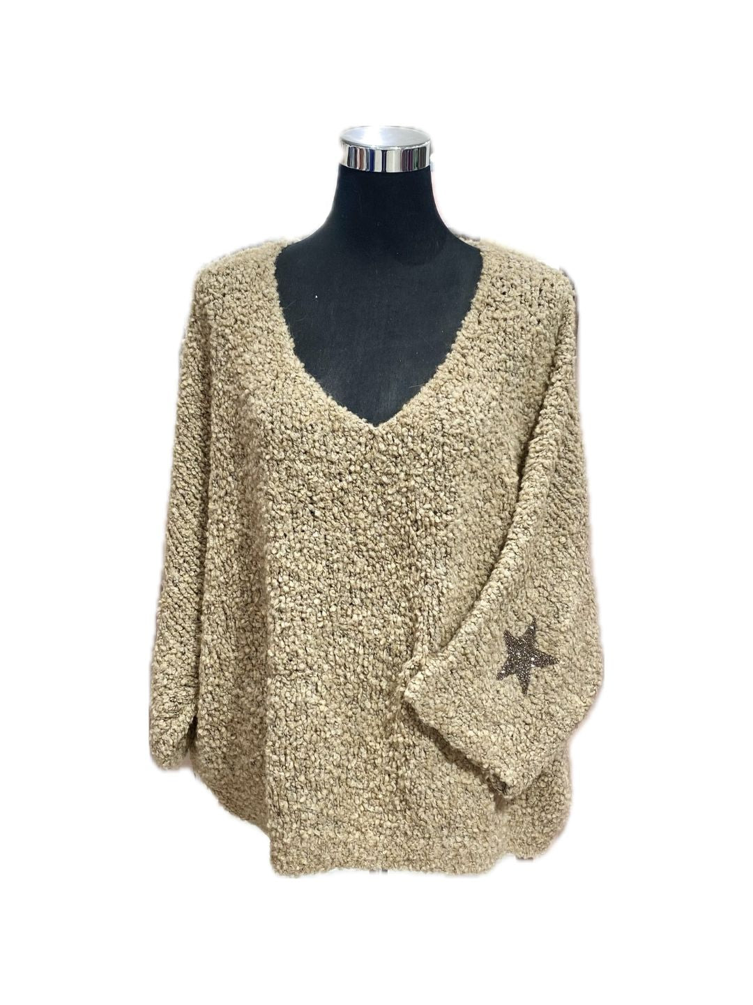 MAGLIONE MORBIDISSIMO NOCCIOLA CON STELLE